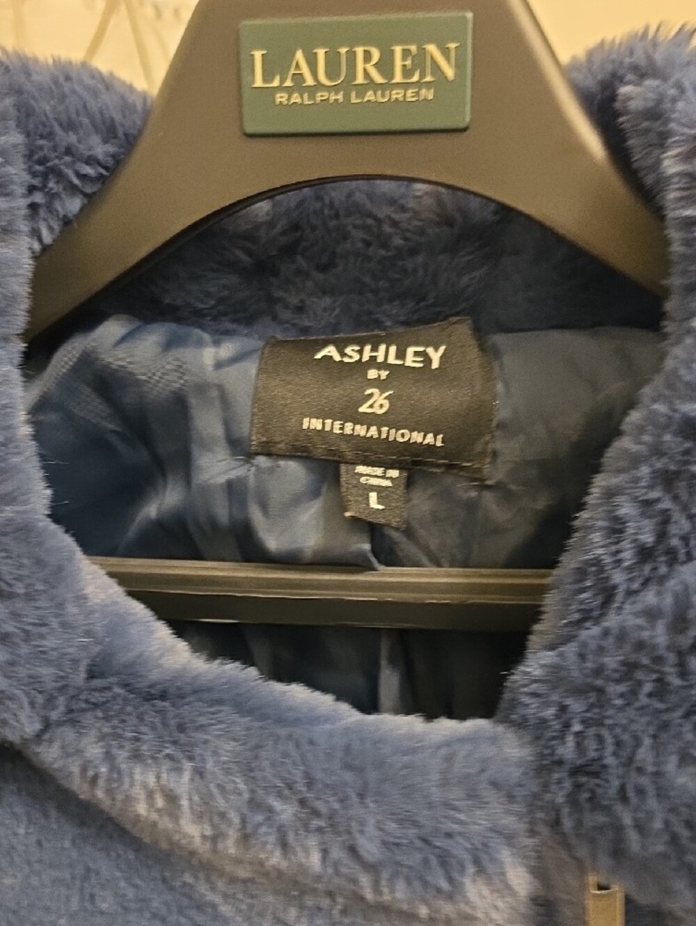 Ashley By 26 International Plush Teddy Jacket in Deep Blue - Picture 2 of 6